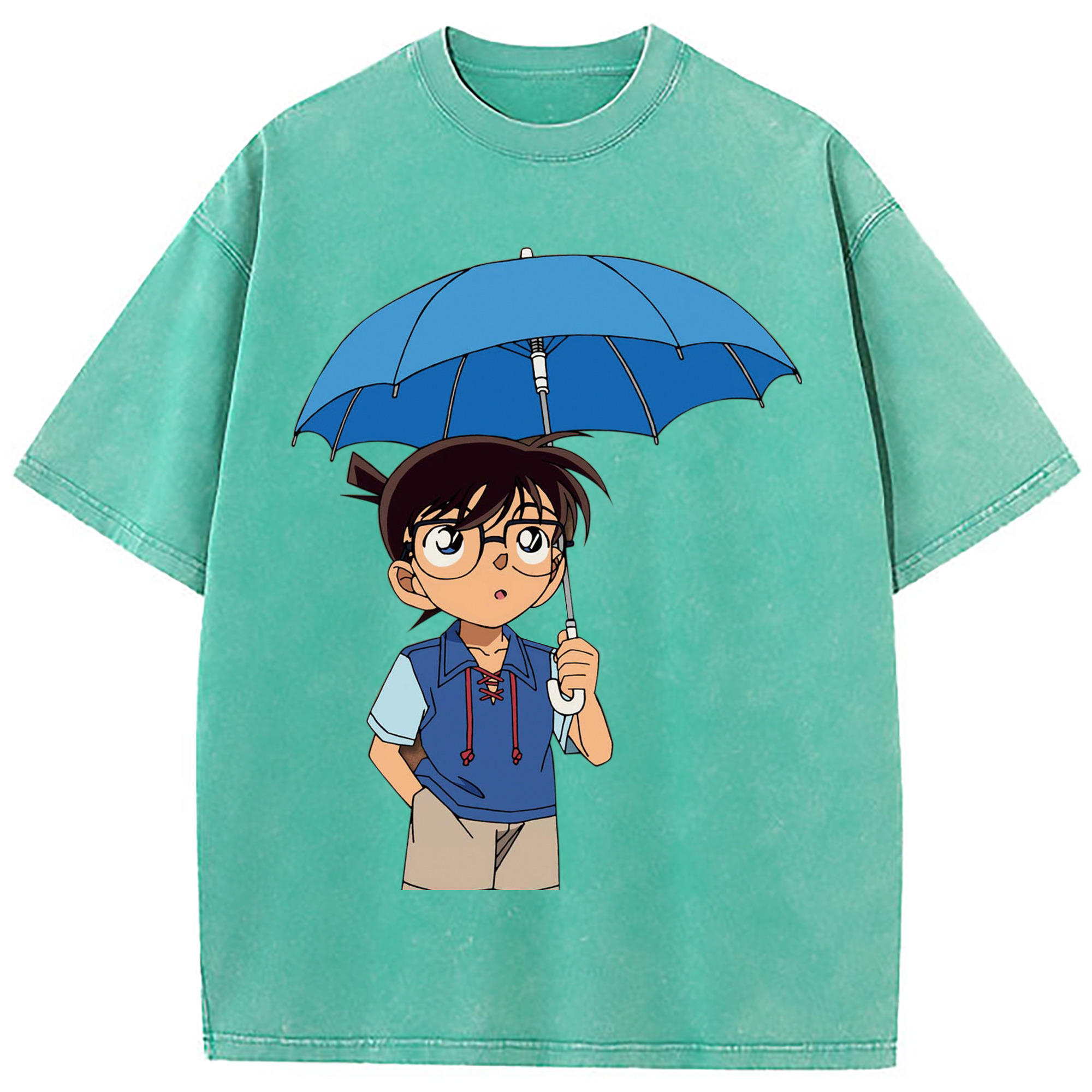 （画像用） 名探偵コナン 江戸川 コナン Detective Conan Conan Edogawa 綿100% ヴィンテージ風 半袖Tシャツ（フロントプリント）